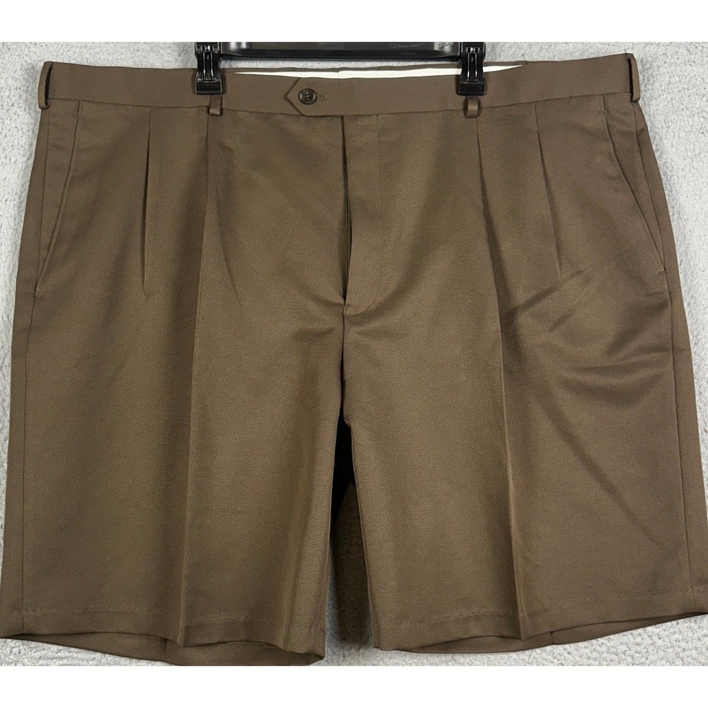 Paul Fredrick Shorts Mens 48 Brown Dress Chino Golf Double Pleated Casual Pocket